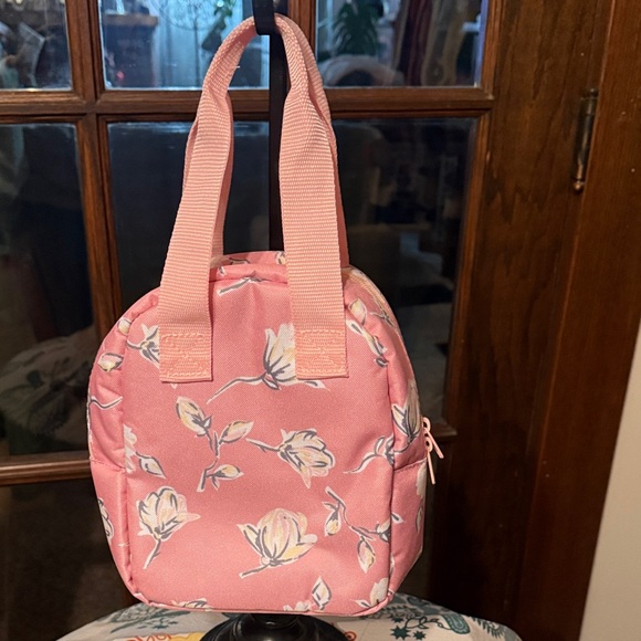 Fridge Pak Pink Floral Insulated Lunch Bag Small Portable Thermal Tote Zipper - Picture 2 of 3
